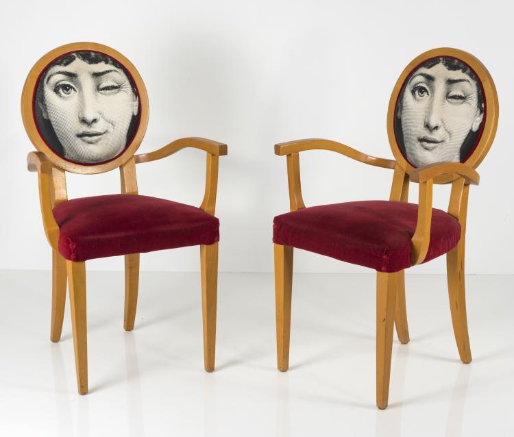 Bild 7 zu Objekt, Zwei Armlehnst&uuml;hle 'Tema e Variazioni', 1990er Jahre, Piero Fornasetti, Galli, G., Italien; Fornasetti, Mailand, 133B 599