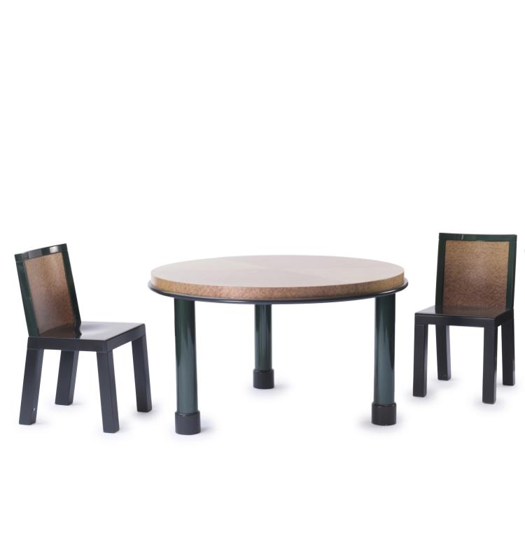 Hauptbild zu Objekt, Three 'Danube' chairs and a table, 1986, Ettore Sottsass, Leitner, Franz, St. Lambrecht, &Ouml;sterreich, 133B 626