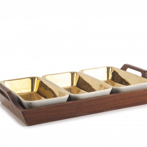 Tray and three serving bowls, 1960s