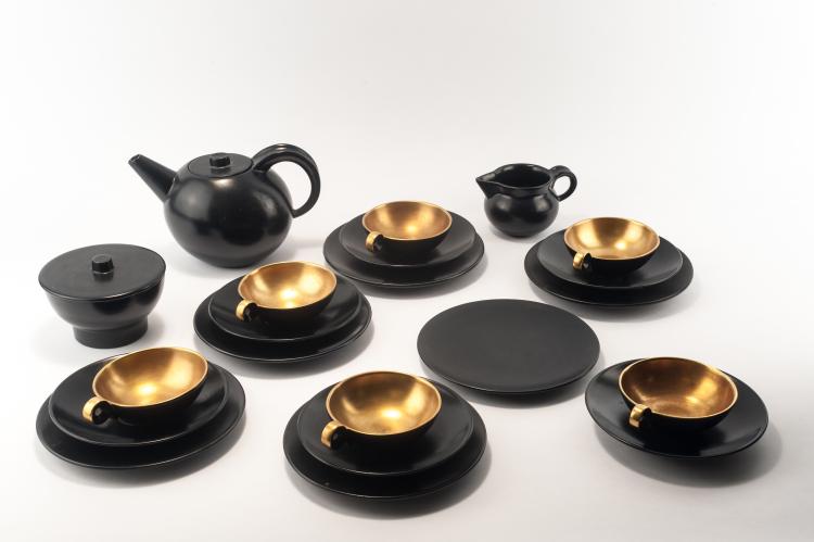 Hauptbild zu Objekt, Teaset, 1930s, Ludwig K&ouml;nig, Karlsruhe, Majolikamanufaktur, 134B 489