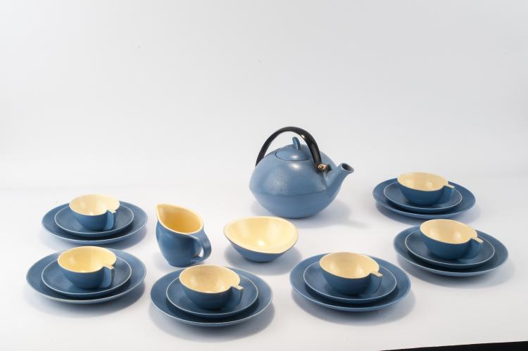 Hauptbild zu Objekt, Teaset, c1927, Werner Gothein, Karlsruhe, Majolikamanufaktur, 134B 485