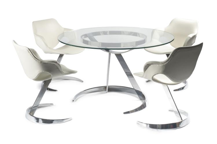 Hauptbild zu Objekt, Four 'Scimitar' chairs and a table, c1970, Boris Tabacoff, Mobilier Modulaire Moderne, Frankreich (zugeschrieben), 133B 527