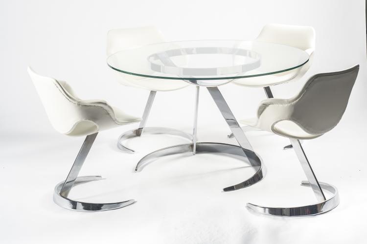 Bild 1 zu Objekt, Four 'Scimitar' chairs and a table, c1970, Boris Tabacoff, Mobilier Modulaire Moderne, Frankreich (zugeschrieben), 133B 527