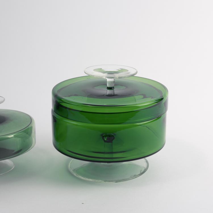 Bild 1 zu Objekt, Konfekt- und Geb&auml;ckschalen mit Deckel, 1950er Jahre , Heinrich L&ouml;ffelhardt, Vereinigte Farbenglaswerke Zwiesel, 133A 66