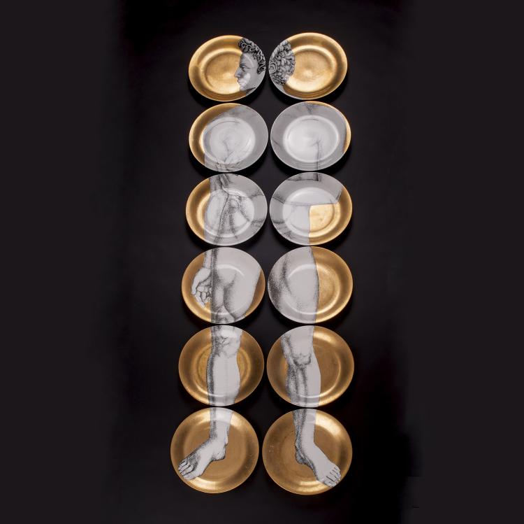 Hauptbild zu Objekt, Twelve 'Adamo' plates, 1954, Piero Fornasetti, Fornasetti, Mailand, 134A 213
