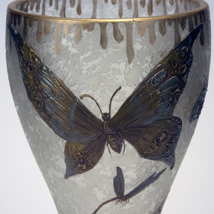 Bild 2 zu Objekt, Vase 'Papillons, Libellules', um 1900, Legras & Cie., Saint-Denis, 134D 735