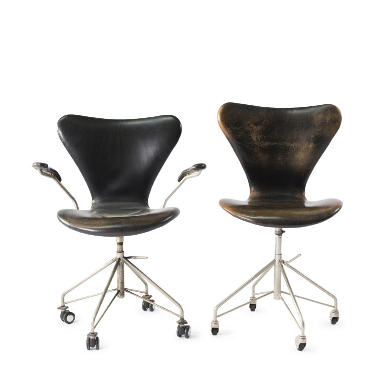 Hauptbild zu Objekt, Zwei Arbeitsst&uuml;hle '3117' und '3217', 1955, Arne Jacobsen, Hansen, Fritz, Aller&oslash;d, 134D 897