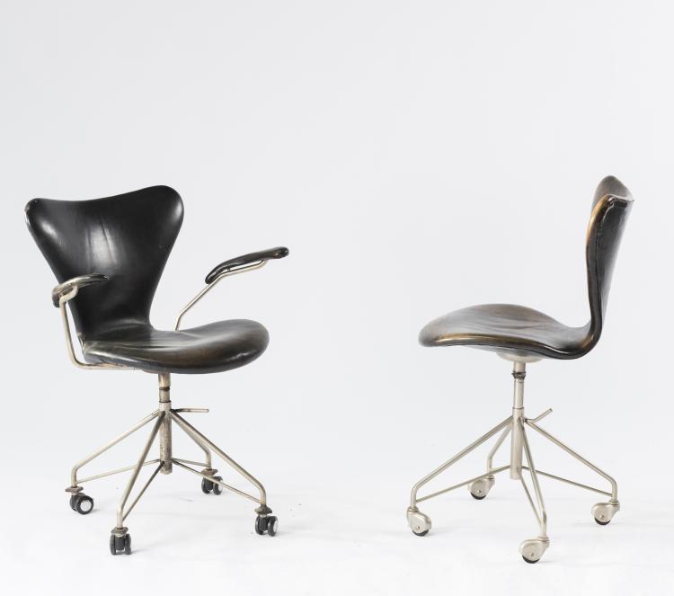 Bild 1 zu Objekt, Zwei Arbeitsst&uuml;hle '3117' und '3217', 1955, Arne Jacobsen, Hansen, Fritz, Aller&oslash;d, 134D 897