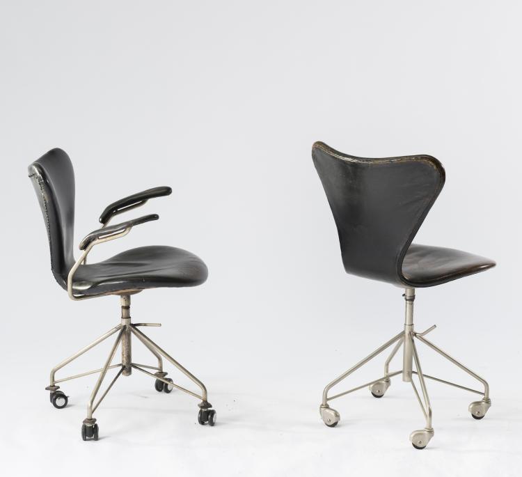 Bild 2 zu Objekt, Zwei Arbeitsst&uuml;hle '3117' und '3217', 1955, Arne Jacobsen, Hansen, Fritz, Aller&oslash;d, 134D 897