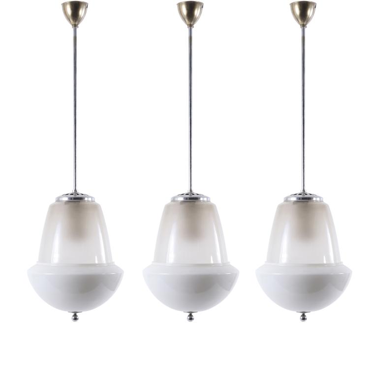 Hauptbild zu Objekt, Drei Deckenleuchten 'Holophane', 1930er Jahre , Holophane, Paris, 134D 845