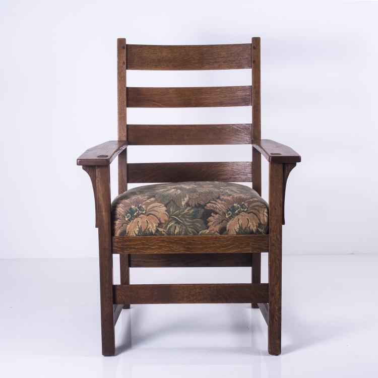 Bild 1 zu Objekt, 'Slatted Arm Chair', c1905, Gustav Stickley, Stickley, L. & J.G., Fayetteville, NY, 136A 9