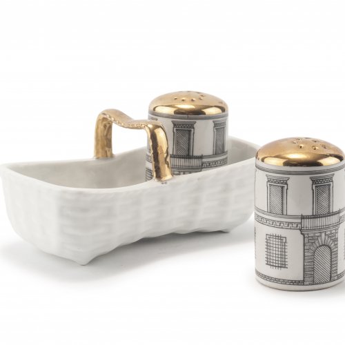 'Architettura' salt and pepper cellars with basket, 1960s