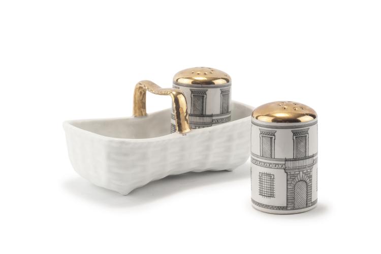 Hauptbild zu Objekt, 'Architettura' salt and pepper cellars with basket, 1960s, Piero Fornasetti, Fornasetti, Mailand, 134A 224