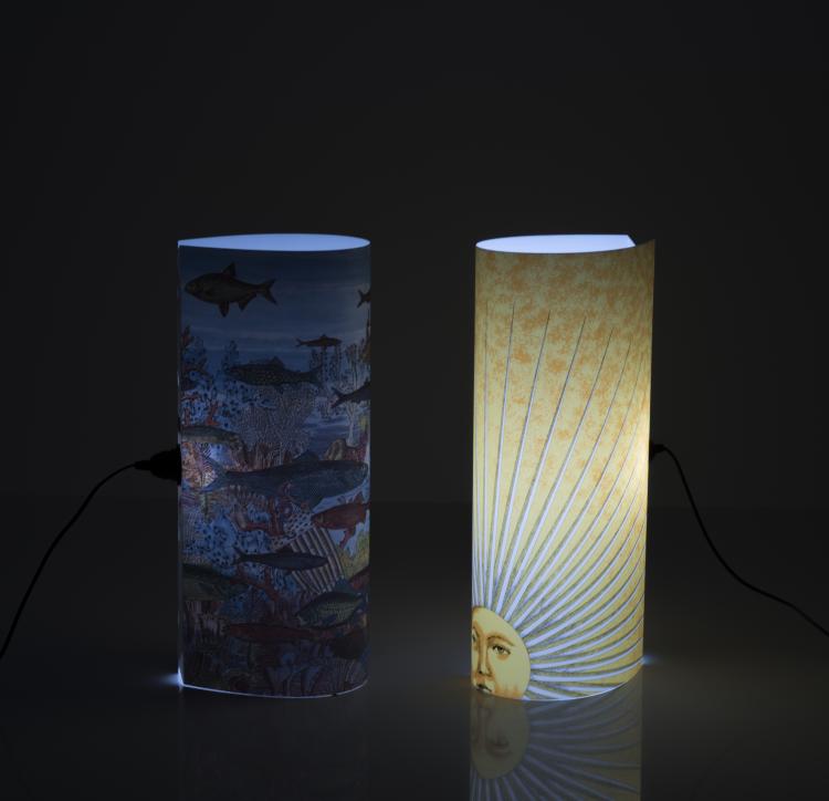 Bild 2 zu Objekt, Two table lights, 'Sole medio' and 'Aquario medio', c1995, Barnaba Fornasetti, Antonangeli Illuminazione, Paderno Dugnano/Mailand; Fornasetti, Mailand, 134A 231