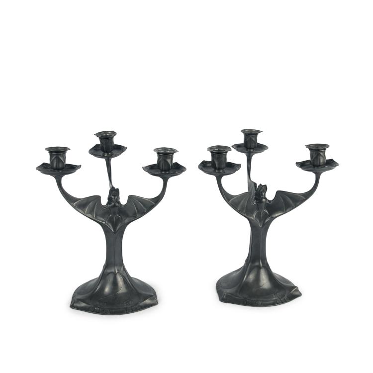 Hauptbild zu Objekt, Paar Kerzenleuchter 'Fledermaus', 1901/02, Hugo Leven, Kayser, J.P., Krefeld, 135 414