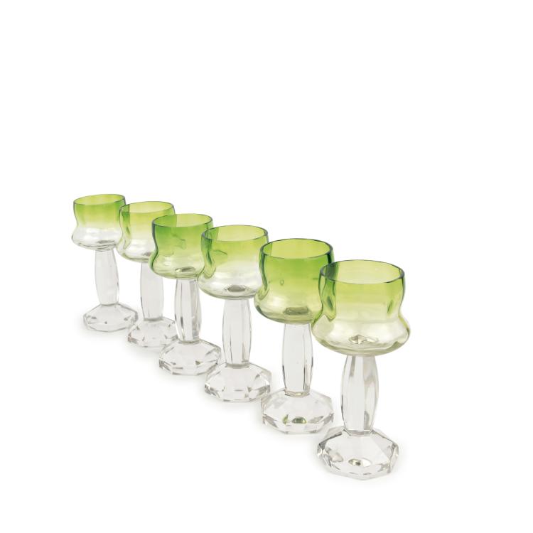 Hauptbild zu Objekt, Sechs Weingl&auml;ser, um 1910, Moser, Ludwig, Karlsbad (Umkreis), 135 304