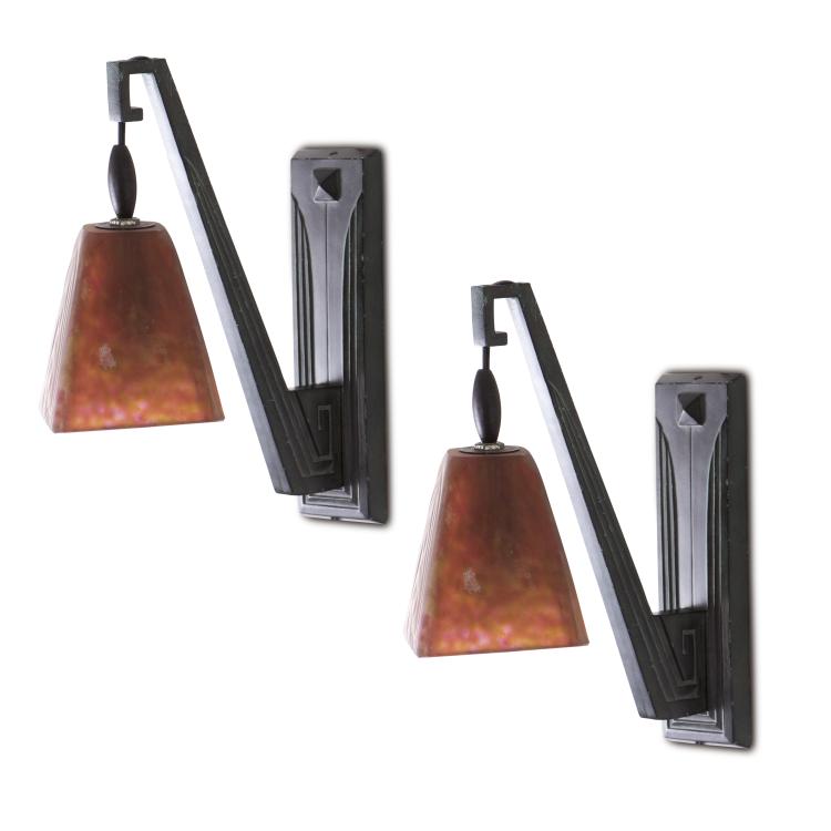 Hauptbild zu Objekt, Paar Wandleuchten, um 1925, Le Verrier, Max, Paris; Daum Fr&egrave;res, Nancy, 135 416