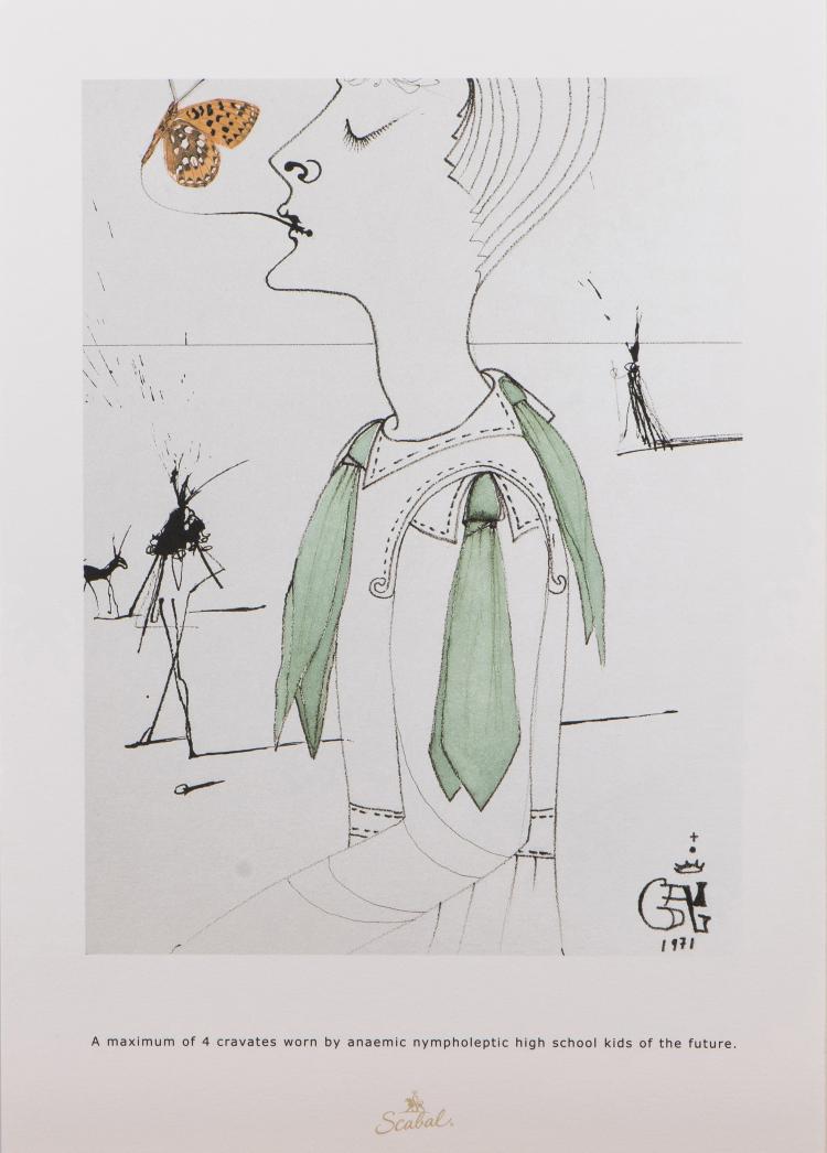 Bild 1 zu Objekt, 'A maximum of 4 cravates worn by anaemic nympholeptic high school kids of the future', 1971, Salvador Dal&iacute;, 'A maximum of 4 cravates worn by anaemic nympholeptic high scholl kids of the future', 1971, 136B 52