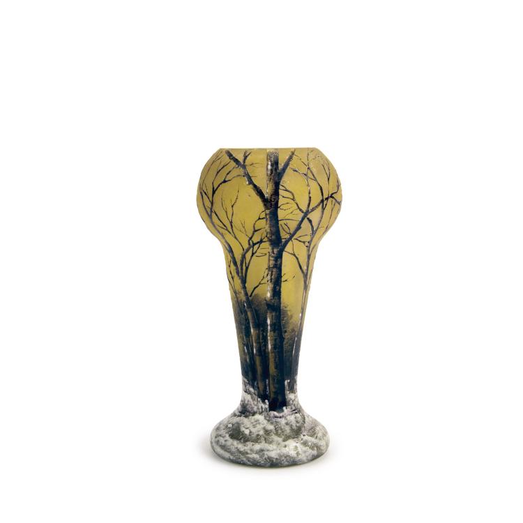 Hauptbild zu Objekt, Kleine Vase 'Cr&eacute;puscule neige' oder 'Arbres en hiver', um 1906, Daum Fr&egrave;res, Nancy, 135 51