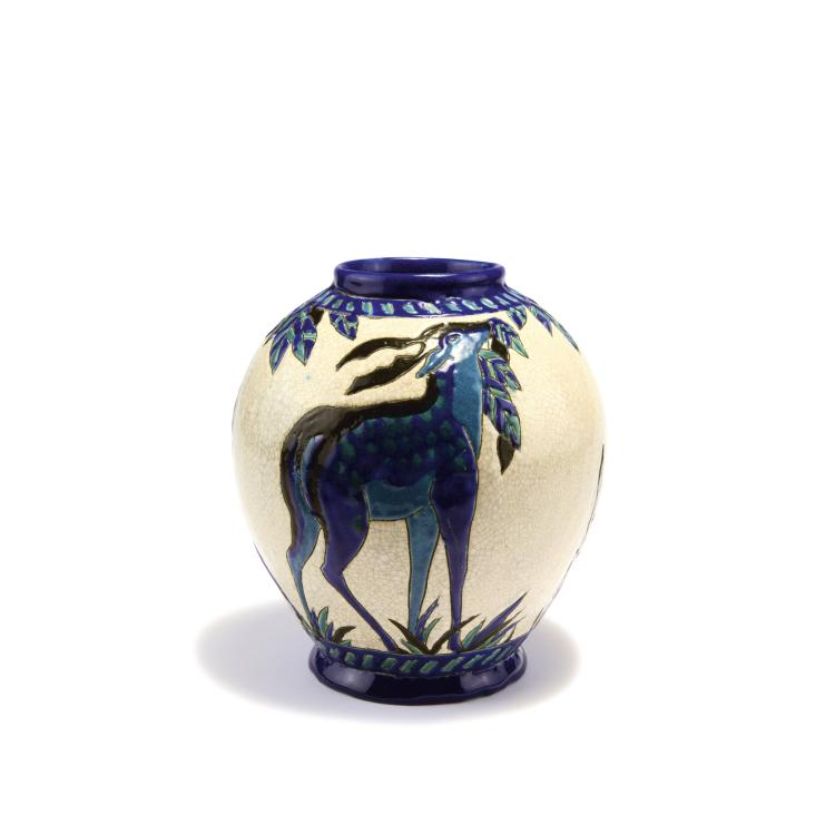 Hauptbild zu Objekt, 'Biches bleues' vase, c1924, Charles Catteau, Boch Fr&egrave;res, La Louvi&egrave;re, 135 553
