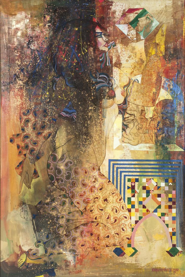 Hauptbild zu Objekt, 'Susanna und die Alten' (Variation auf Susanna bei Bade), 1990, Vyacheslav Yakovlevich Pobozhensky, 136B 100