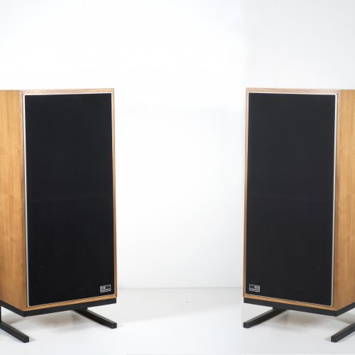 Two 'Monitor TLS 80' loudspeakers with metal bases, c1974