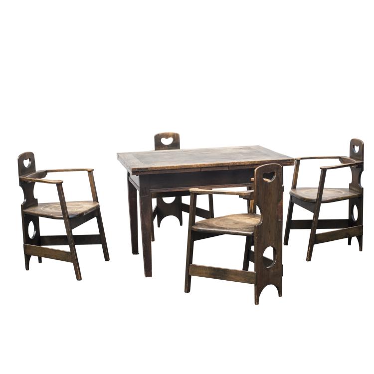 Hauptbild zu Objekt, Table and four armchairs, 1900, Richard Riemerschmid, Fleischauer, J., S&ouml;hne, N&uuml;rnberg, 135 614