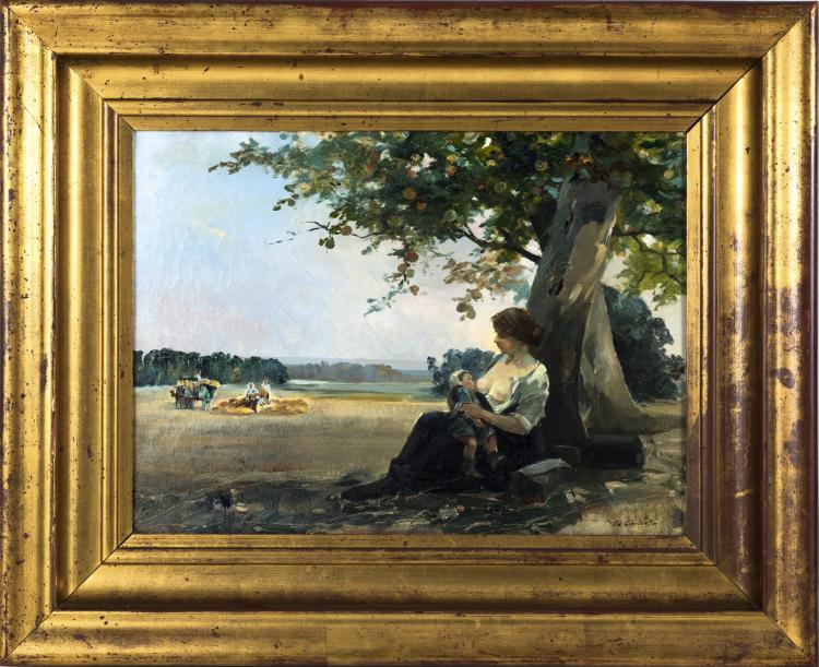 Hauptbild zu Objekt, 'Ernteszene mit stillender Mutter', 20. Jahrhundert, Edouard Covillot, 136B 4