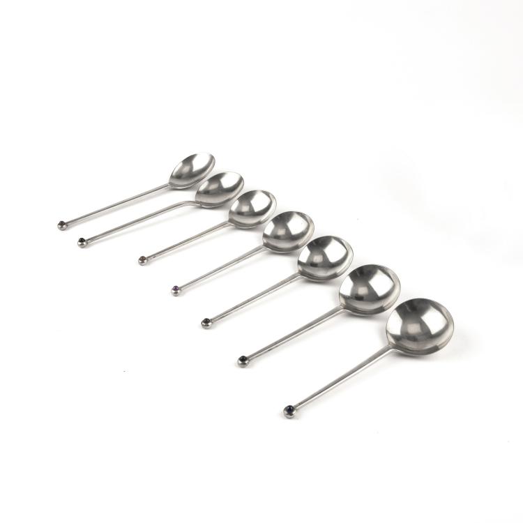 Hauptbild zu Objekt, F&uuml;nf Bouillonl&ouml;ffel und zwei Dessertl&ouml;ffel 'Excellent' - '86', 1955, Josef Hoffmann, Pott, C. Hugo, Solingen, 137B 360