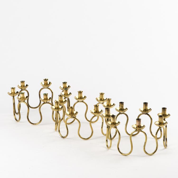 Hauptbild zu Objekt, Drei Kerzenleuchter, um 1960, Lars Holmstr&ouml;m, Svenskt Tenn, Stockholm, 137A 136