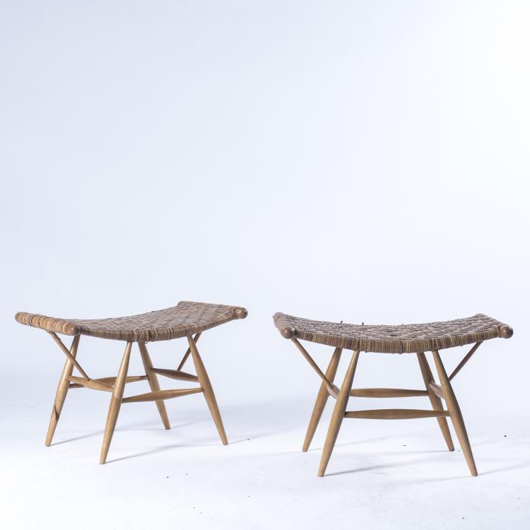 Bild 1 zu Objekt, Zwei Hocker 'Villa Rauma Repola', um 1955, Ilmari Tapiovaara, Finnland, 136A 78