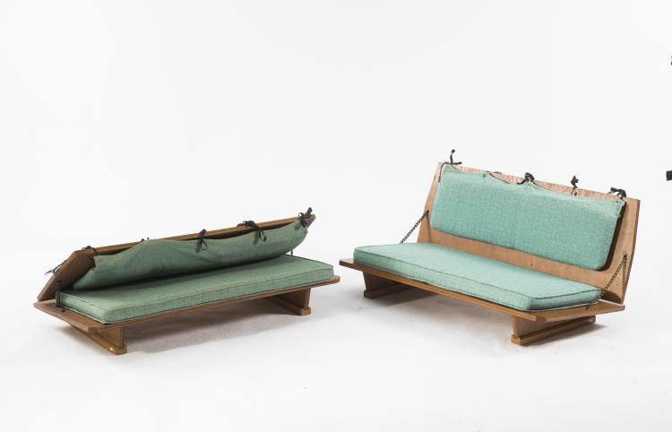 Bild 1 zu Objekt, Two foldable benches from the 'Unitarian Meeting House', 1946-1951, Frank Lloyd Wright, USA, 136A 176