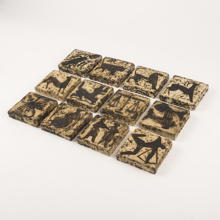 Bild 3 zu Objekt, 12 tiles 'Astrological Signs', 1960s, Beesel, Thijssen, Louis Lor&eacute;, Lor&eacute;, Beesel, 137B 379