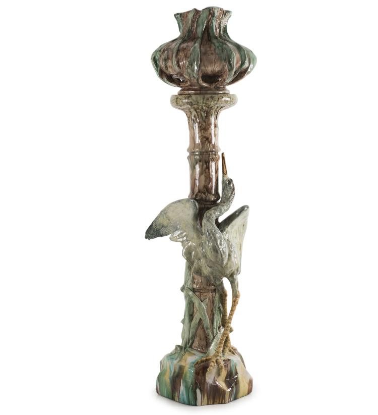 Hauptbild zu Objekt, 'H&eacute;ron' cachepot with column, c1900, Frankreich, Vallauris (wohl), 138B 551