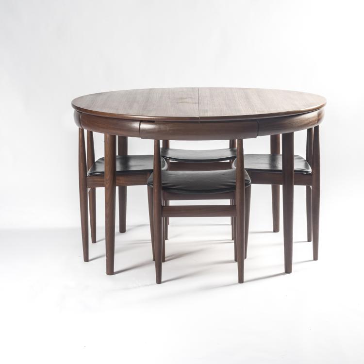 Bild 1 zu Objekt, Table and four chairs, 1962, Hans Olsen, Frem R&oslash;jle M&oslash;belfabrik, D&auml;nemark, 137A 170