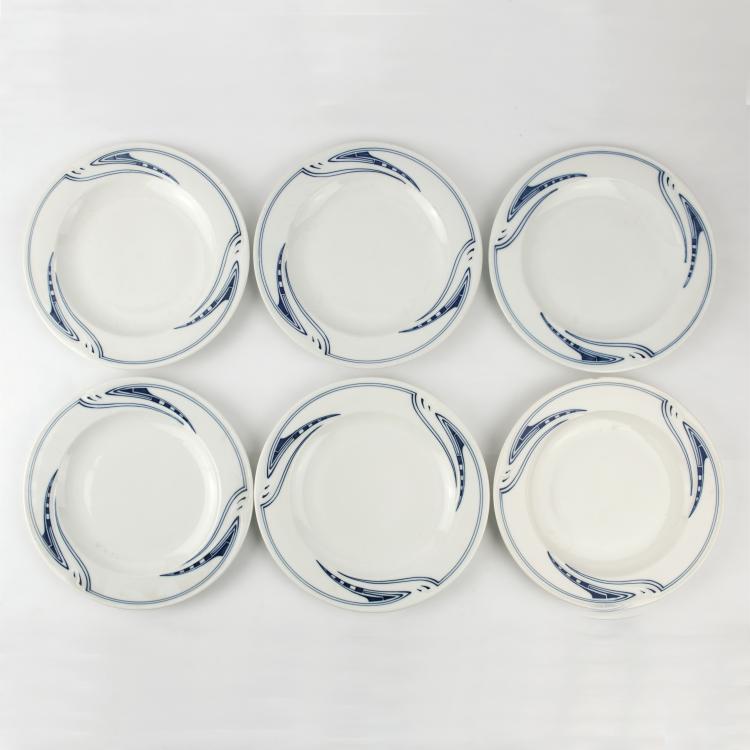 Hauptbild zu Objekt, Sechs Speiseteller 'Peitschenhieb', 1903/04, Henry van de Velde, Meissen, KPM, 136A 4