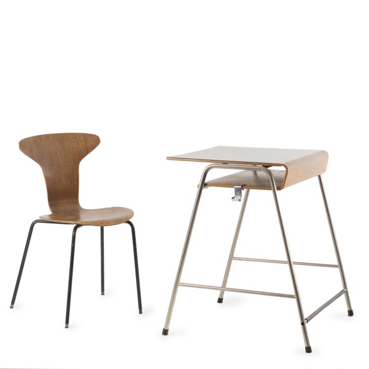 Hauptbild zu Objekt, Pult 'Munkegaard' und Stuhl '3105', 1952-55, Arne Jacobsen, Hansen Fritz, Aller&oslash;d, 137A 55