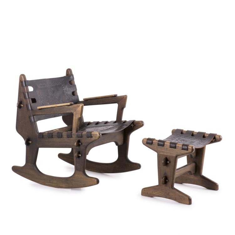 Hauptbild zu Objekt, Rocking chair with stoo, c1970, Angel Pazmino, Meubles de Estilo, Ecuador, 137B 478