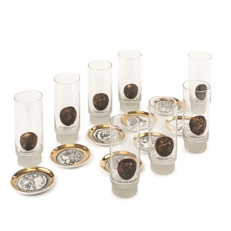 Hauptbild zu Objekt, 8 tumblers with coasters, 1960s, Mailand Bucciarelli, Bucciarelli, Mailand, 139B 563