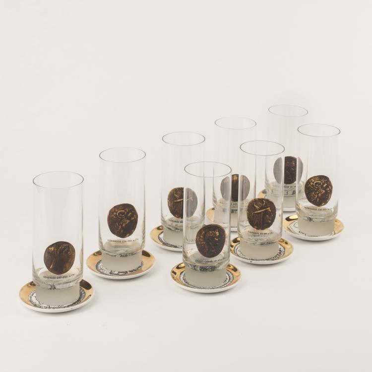 Bild 1 zu Objekt, 8 tumblers with coasters, 1960s, Mailand Bucciarelli, Bucciarelli, Mailand, 139B 563
