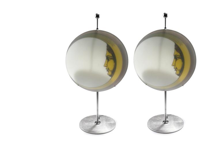 Hauptbild zu Objekt, Zwei Tischleuchten 'Luna', um 1995 , Barnaba Fornasetti, Antonangeli Illuminazione, Paderno Dugnano/Mailand, 137B 553