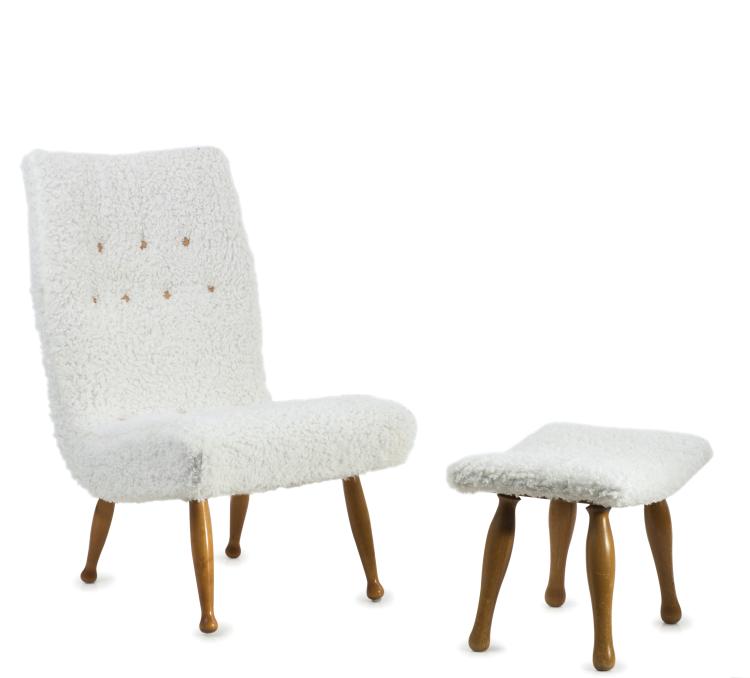 Hauptbild zu Objekt, Sessel mit Ottoman, um 1955, Skandinavien, 137A 63