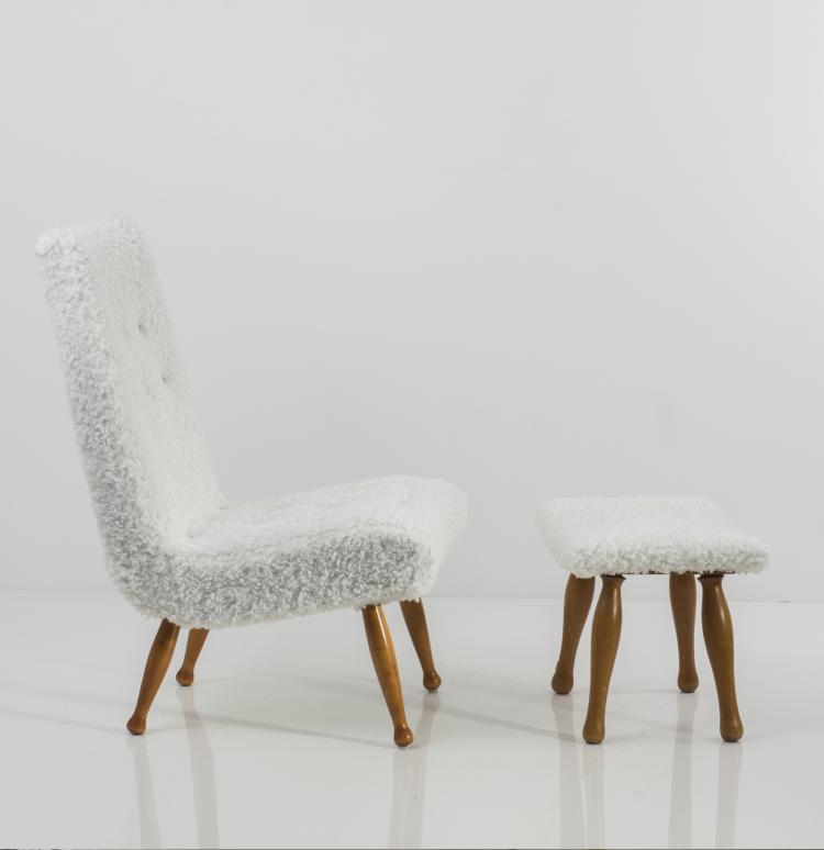 Bild 4 zu Objekt, Sessel mit Ottoman, um 1955, Skandinavien, 137A 63