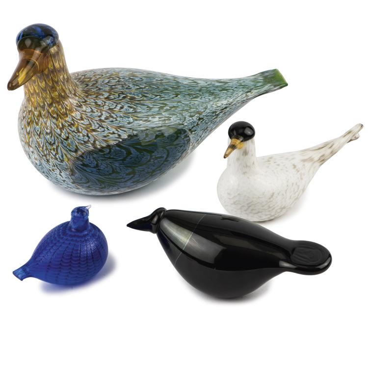 Hauptbild zu Objekt, Vier V&ouml;gel, 1960er Jahre, Oiva Toikka, Nuutaj&auml;rvi, Notsj&ouml;; Iittala, Kalvola, 137A 104