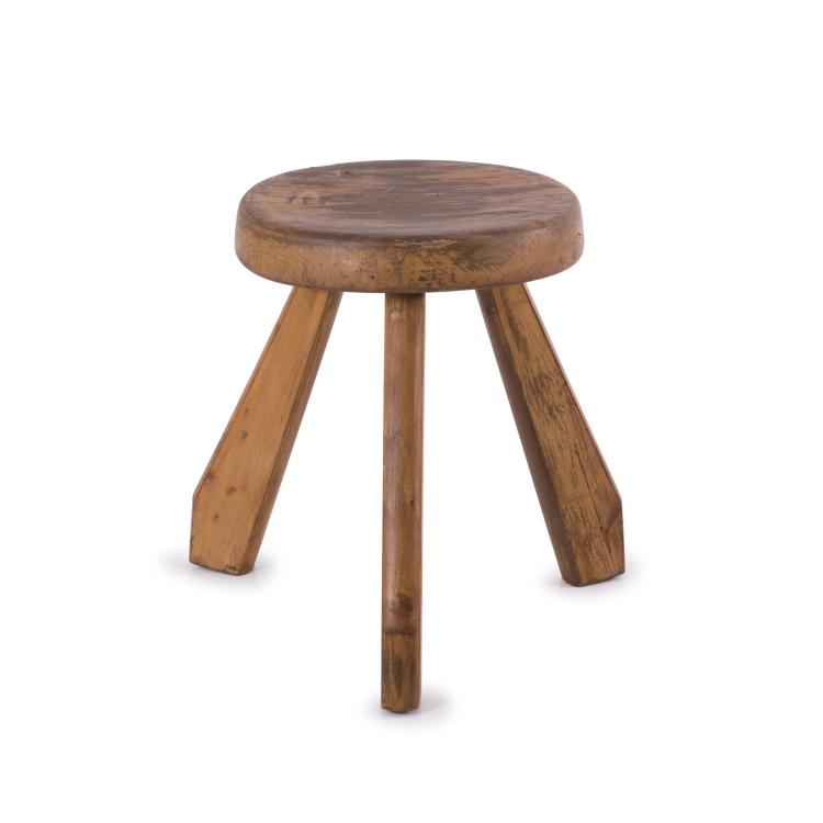 Hauptbild zu Objekt, Hocker 'Meribel', 1962, Charlotte Perriand, Blanchon, Georges; Sentou, Paris; Steph Simon, 137B 429