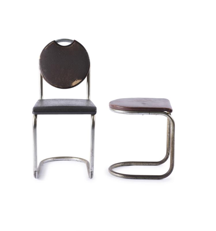 Bild 1 zu Objekt, Stuhl 'Epa-Bar', 1937 und Hocker, 1930er Jahre, Sven Markelius, Stockholms Nya J&auml;rns&auml;ngsfabrik, Stockholm; DS Stahl, D&auml;nemark, 137A 16