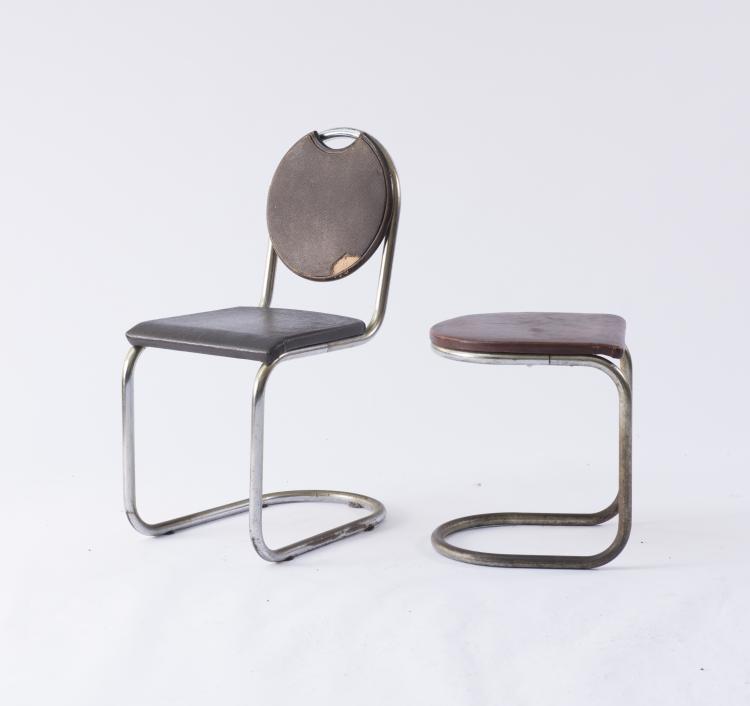 Bild 2 zu Objekt, Stuhl 'Epa-Bar', 1937 und Hocker, 1930er Jahre, Sven Markelius, Stockholms Nya J&auml;rns&auml;ngsfabrik, Stockholm; DS Stahl, D&auml;nemark, 137A 16