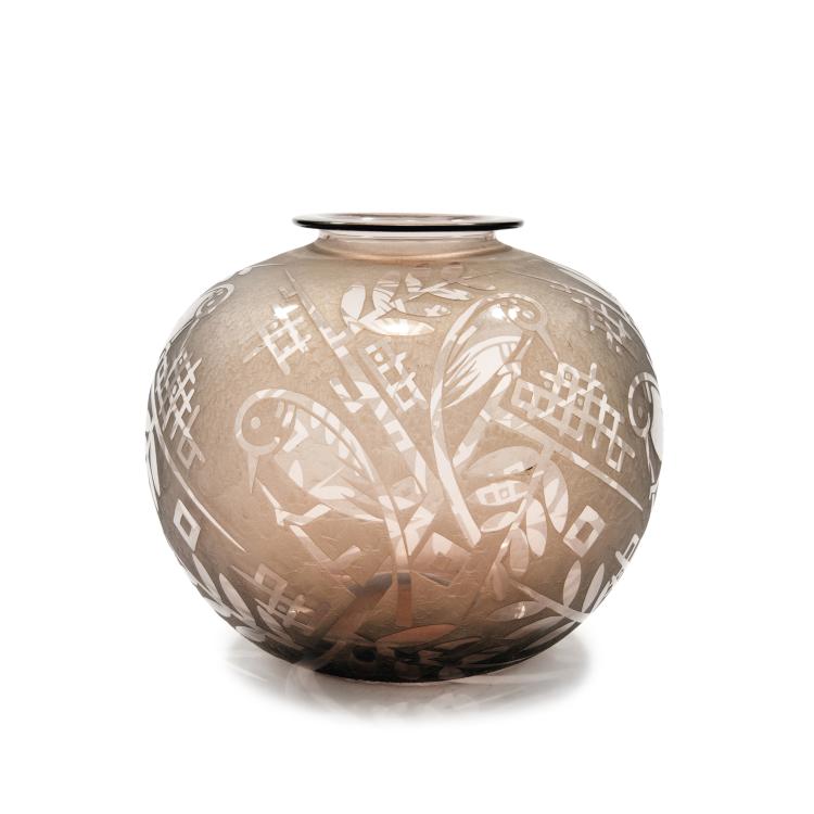 Hauptbild zu Objekt, Kugelvase 'Pinsons', um 1930, Daum Fr&egrave;res, Nancy, 138B 183