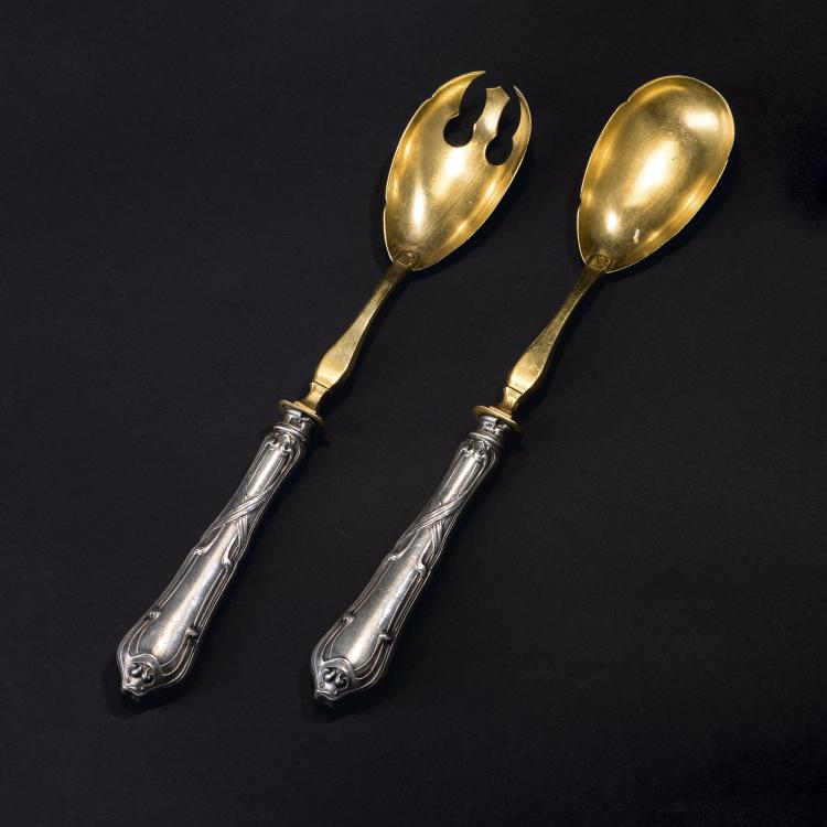 Hauptbild zu Objekt, '2600' salad servers, c1900, Vereinigte Silberwarenfabriken, D&uuml;sseldorf, 138B 691