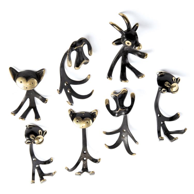 Hauptbild zu Objekt, Seven coat hooks, c. 1950, Walter Bosse, Baller, Hertha, Wien, 139B 533